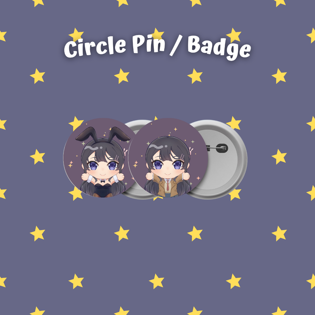 Pin Bros Badge Glossy Anime Character Bunny Girl Senpai / Seishun Buta Yarou wa Bunny Girl Senpai no
