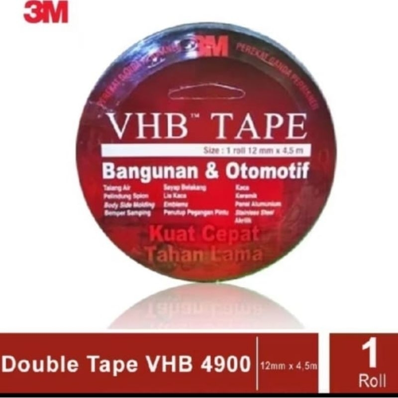 

double tape 3m VHB merah 12mm x 4, 5 mtr