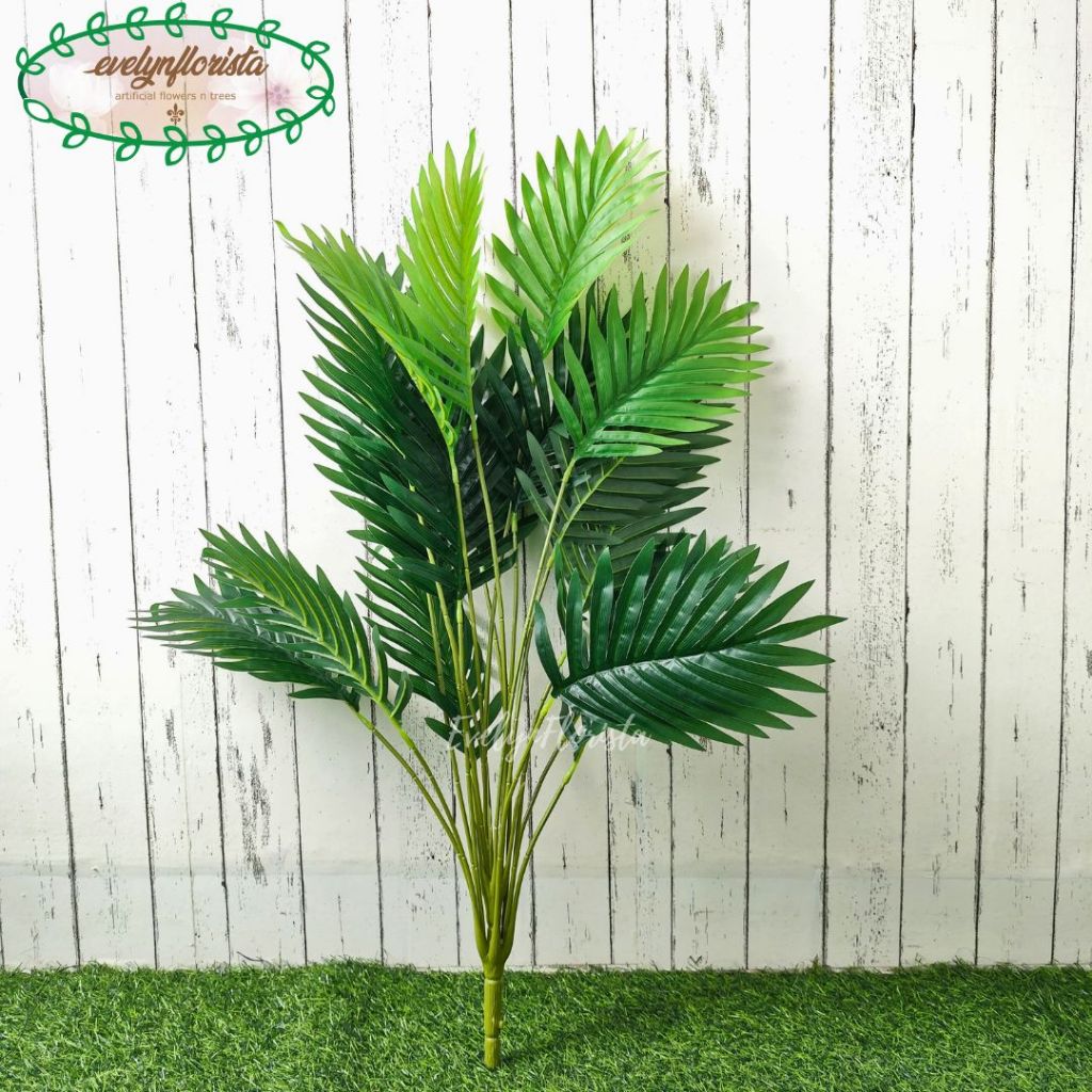 Daun Hias Artificial Daun Palem Kelapa Hijau X18 Semilatex Hiasan Cafe Aesthetic