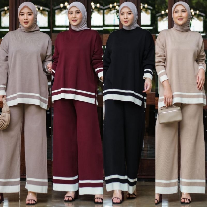 Indira Series Set Celana Kulot Knit by Dlovera