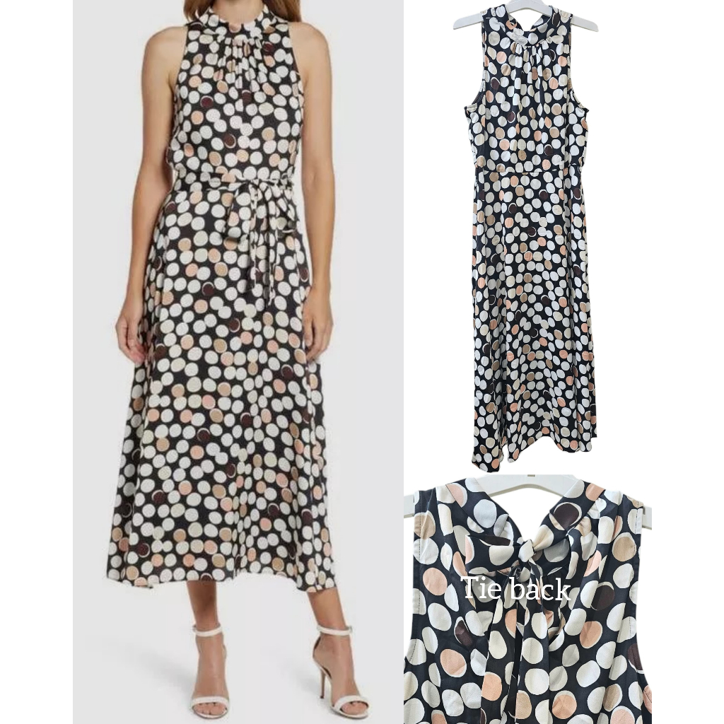 Anne Klein Women's Polka-Dot Tie Halter-Neck Long Dress - 7649