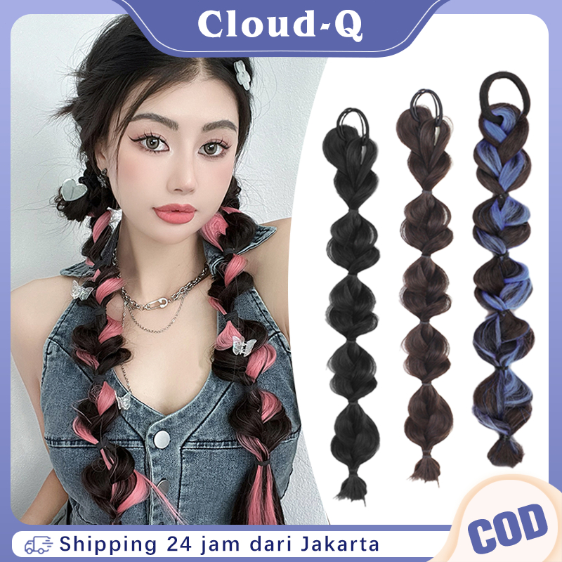Rambut Palsu Dikepang Rambut Palsu Sintetis 2pcs Kepang Ponytail Twist Kepang Rambut Palsu Wanita