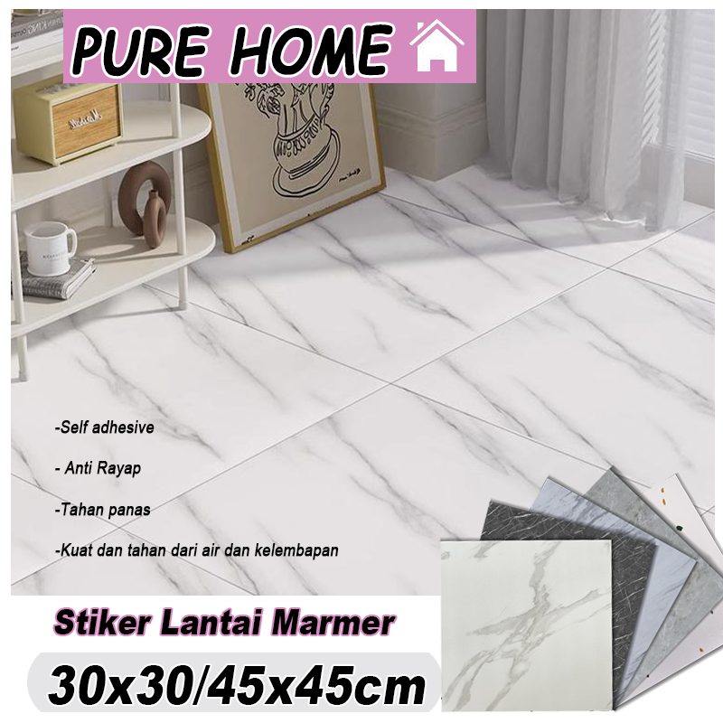 Pure Home-Vinyl Lantai Marbel 30 x 30 / 45 x 45 CM / Vinil Sticker Lantai Marbel Granit / Stiker Lem