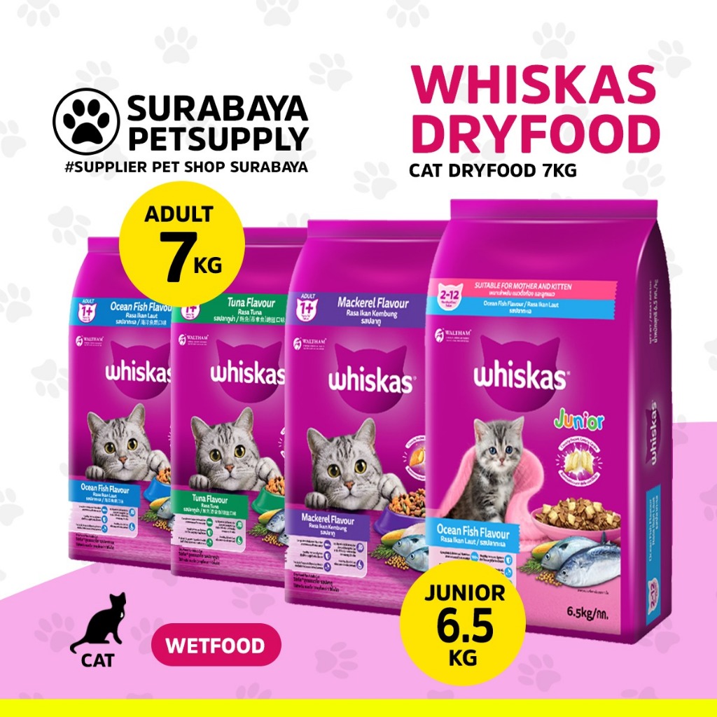 Whiskas Adult tuna 7kg - Whiskas Adult Ocean Fish 7kg - Whiskas Adult Mackerel 7kg - Whiskas Junior 