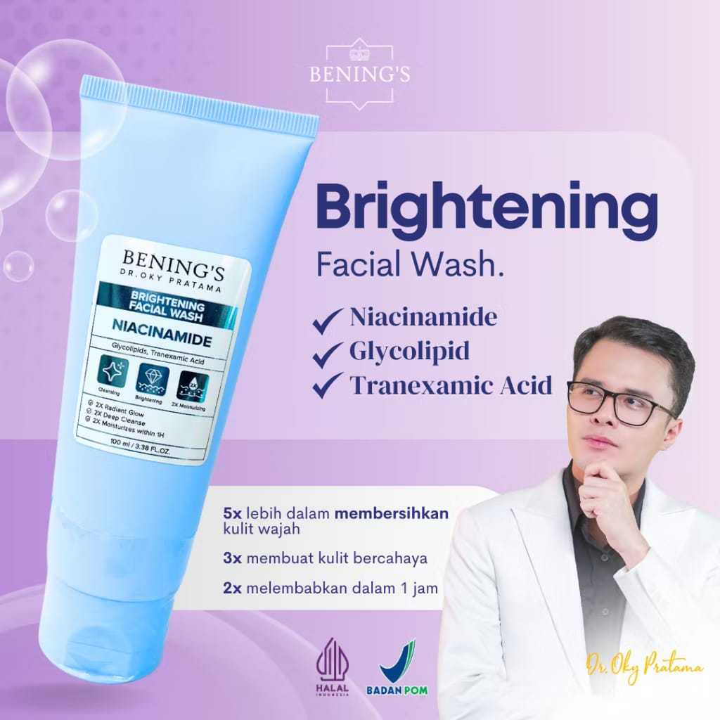 FACIAL WASH BRIGHTENING BY BENINGS SKINCARE DR OKY PRATAMA - SABUN CUCI WAJAH BENING'S CLINIC