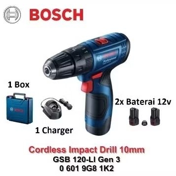 BOSCH GSB 120 Li Cordless Impact Drill / Mesin Bor Tembok Baterai