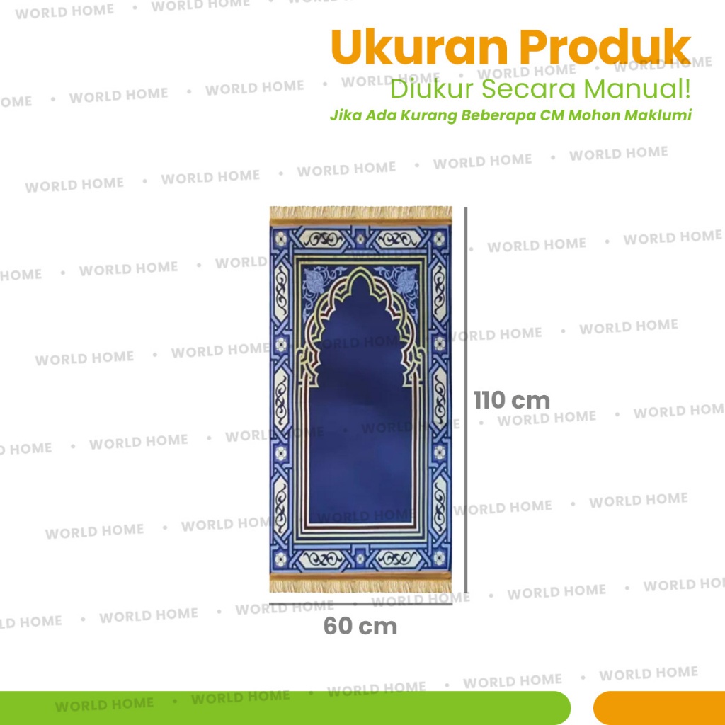 BEST SELLER WORLD HOME SAJADAH PREMIUM HALUS LEMBUT EMPUK UKURAN 60X110 CM SAJADAH SHOLAT JUMBO