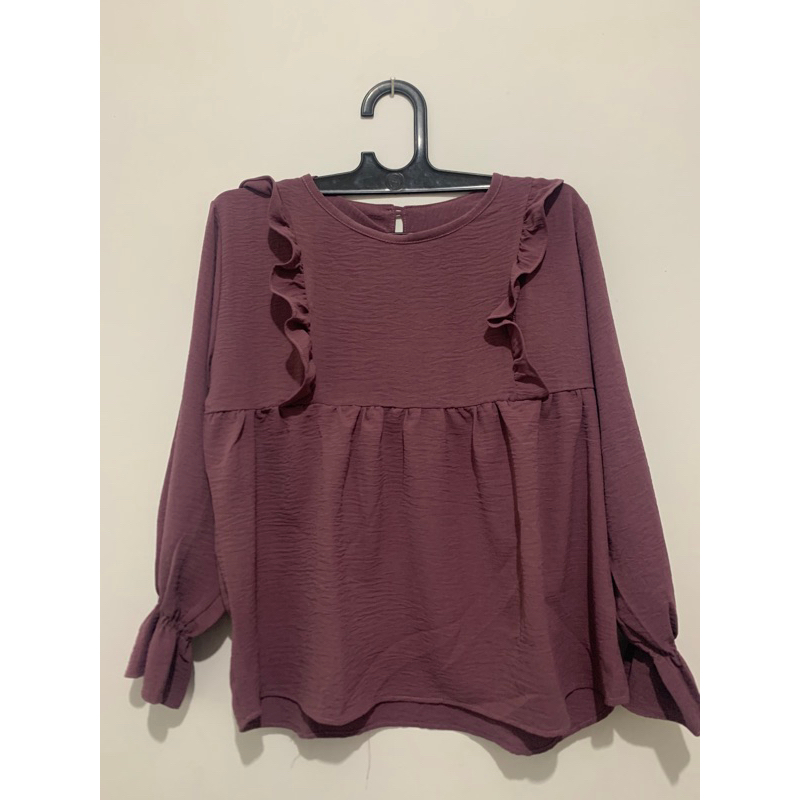 Blouse Crinkle Warna Mauve