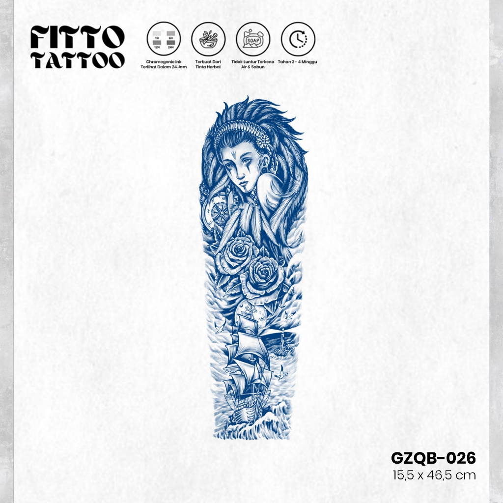 INKITA-Tatto Temporer Full Arms Semi Permanent Fruit Ink Sementara Tato Anti Air 155X465mm