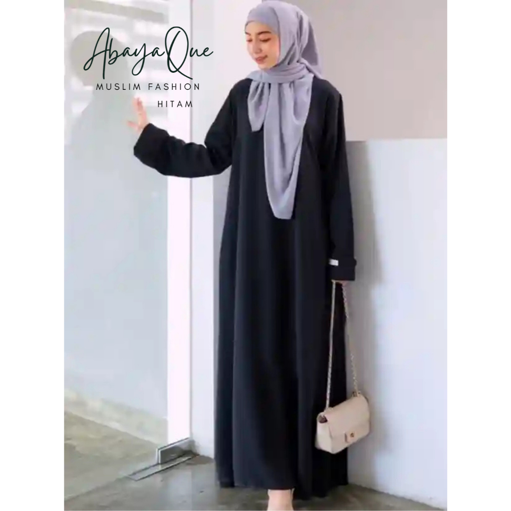 AbayaQue Abaya Basic Polos Hitam / Abaya Madina Hitam Remaja