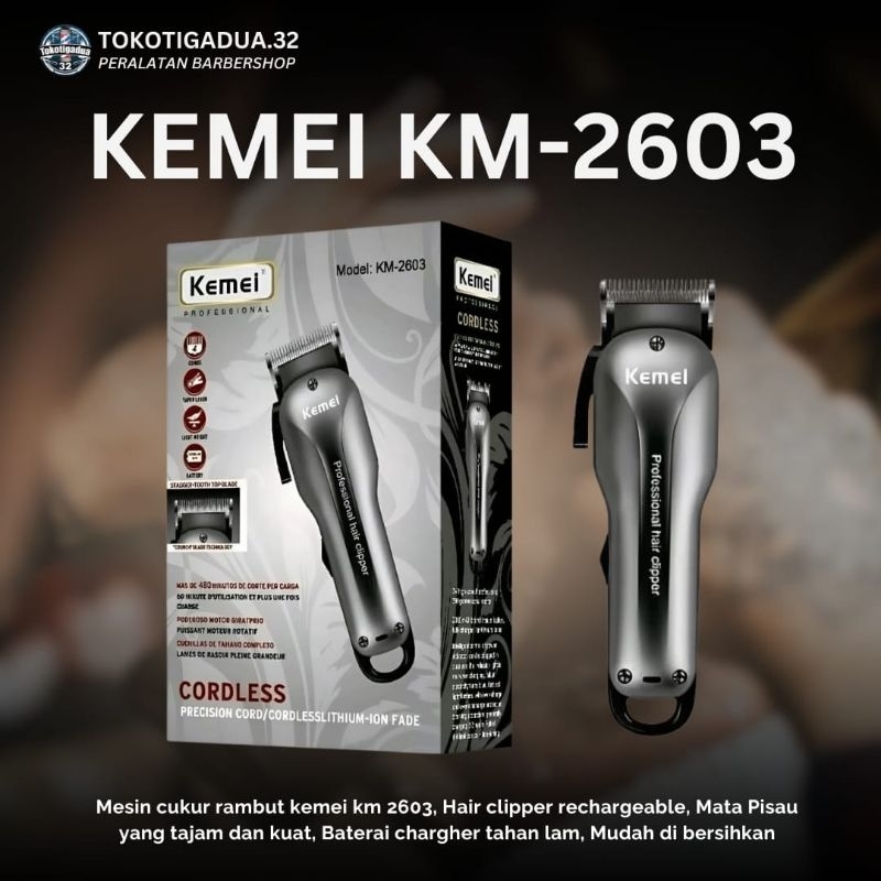 Kemei-2603 Electric Hair Clipper Professional Hair Clipper Cordless
