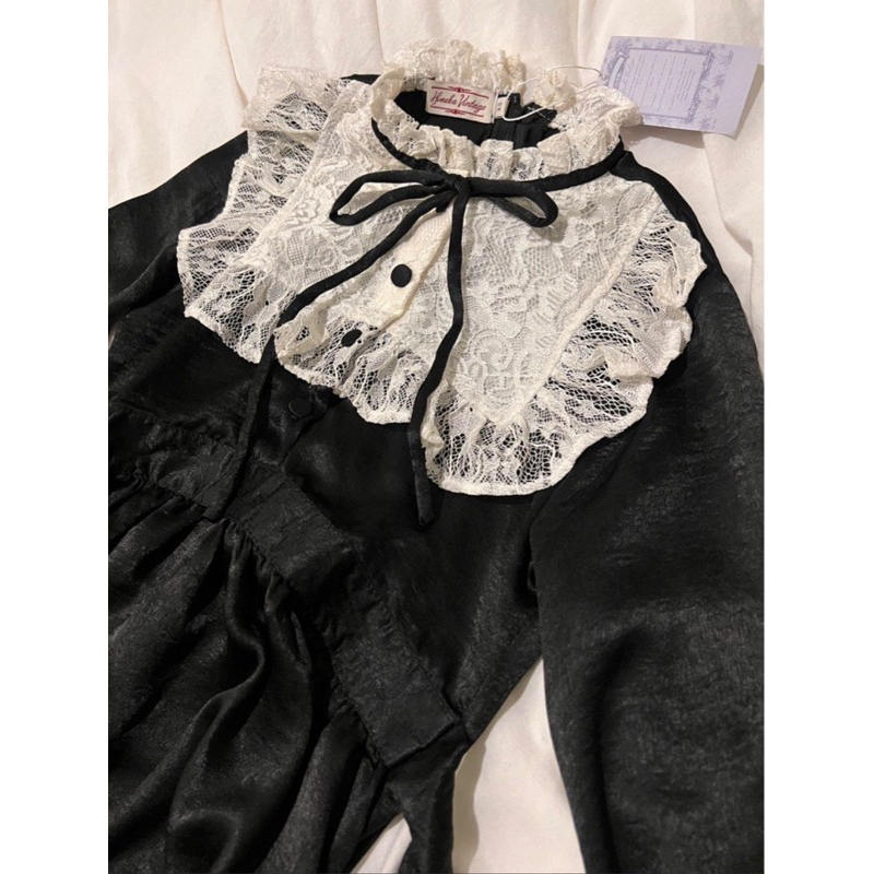 New Himeka Vintage Patricia Velvet Black Lace Dress / Dark Academia Vintage Style Hijab Friendly New