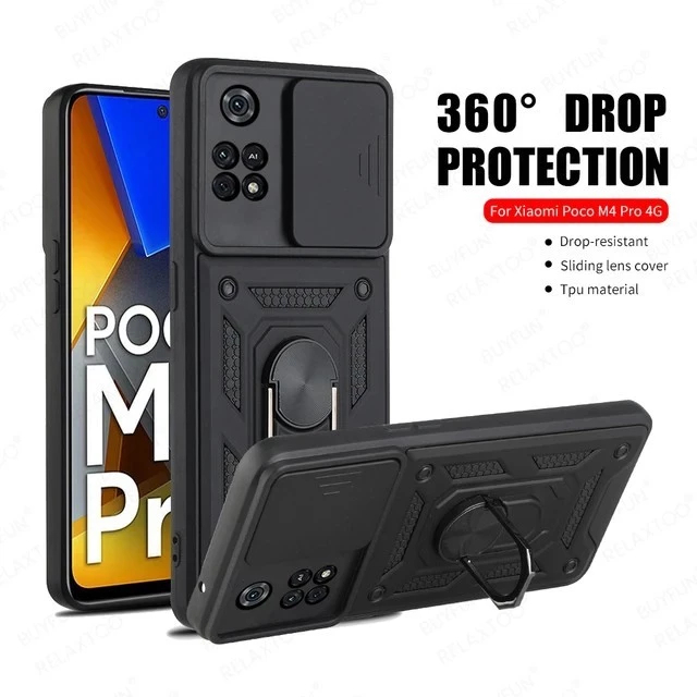 XIAOMI POCO M4 PRO 4G CASE IRING SLIDE CAMERA COVER KICKSTAND (CASE PENUTUP KAMERA)