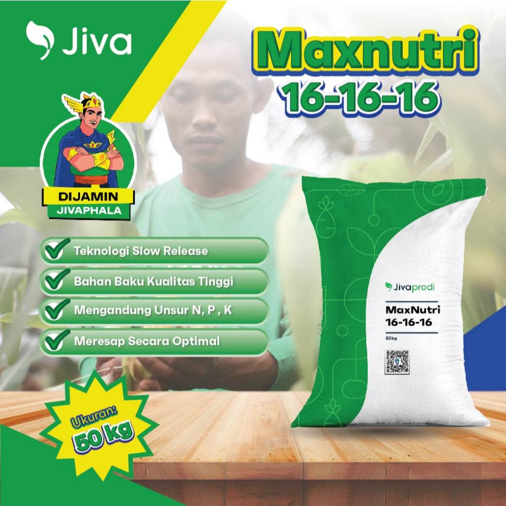 Pupuk Slow Release Jiva Maxnutri  16 16 16 NPK 50kg Penyubur Tanaman Perangsang Buah Jiva Prodi