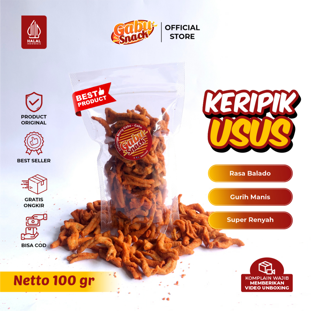 

Keripik Usus Ayam Balado 100 gr Kemasan Pouch