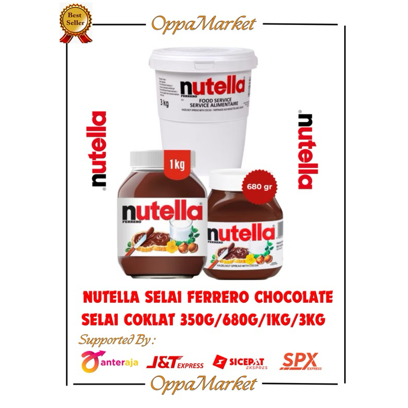 

NUTELLA SELAI COKLAT FERRERO HAZELNUT SPREAD 350G/680G/1KG