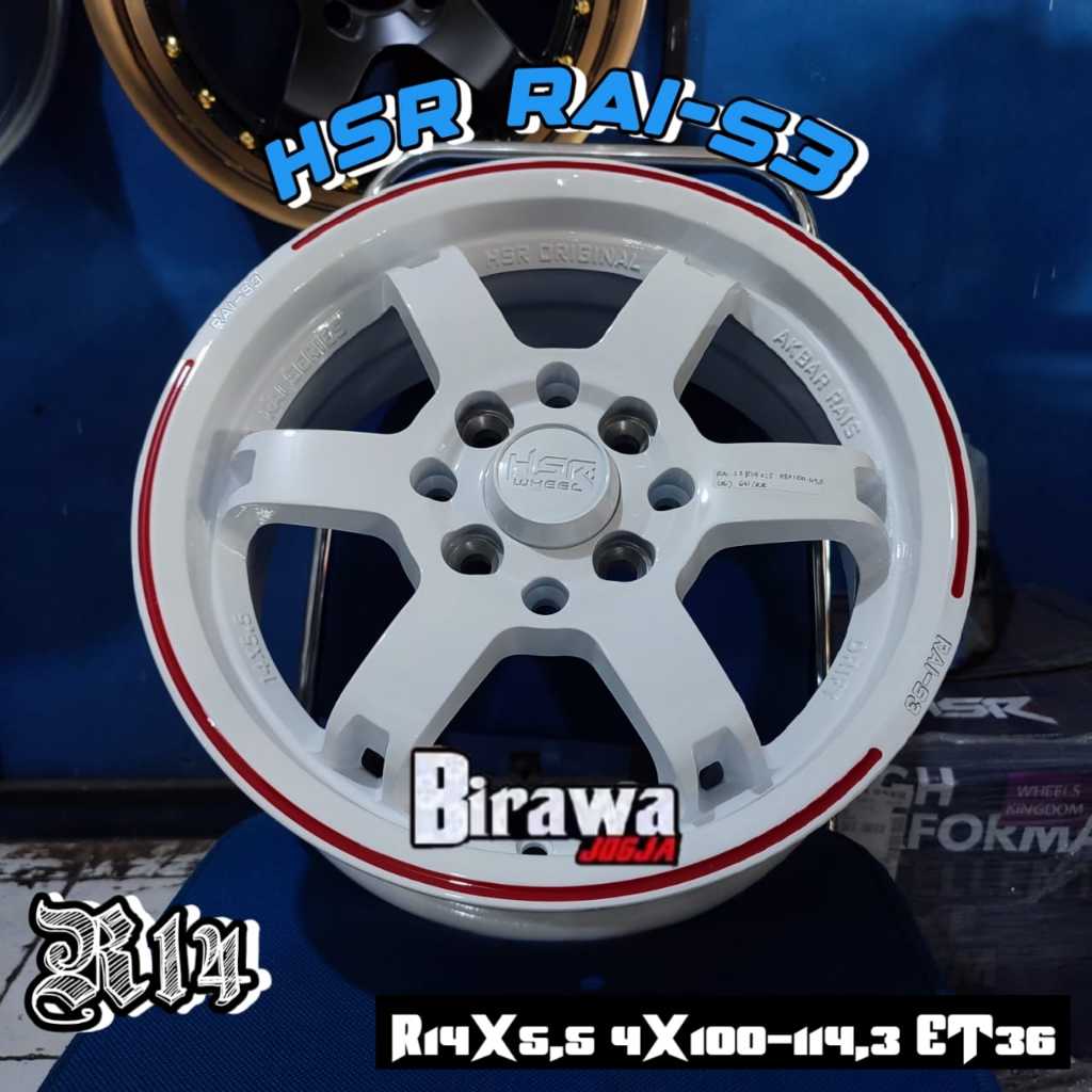 Velg Racing Ring 14 Mobil Agya Ayla Carry Avanza Jazz Brio Velg HSR Rai S3 R14X5,5 Baut 4 Terlaris