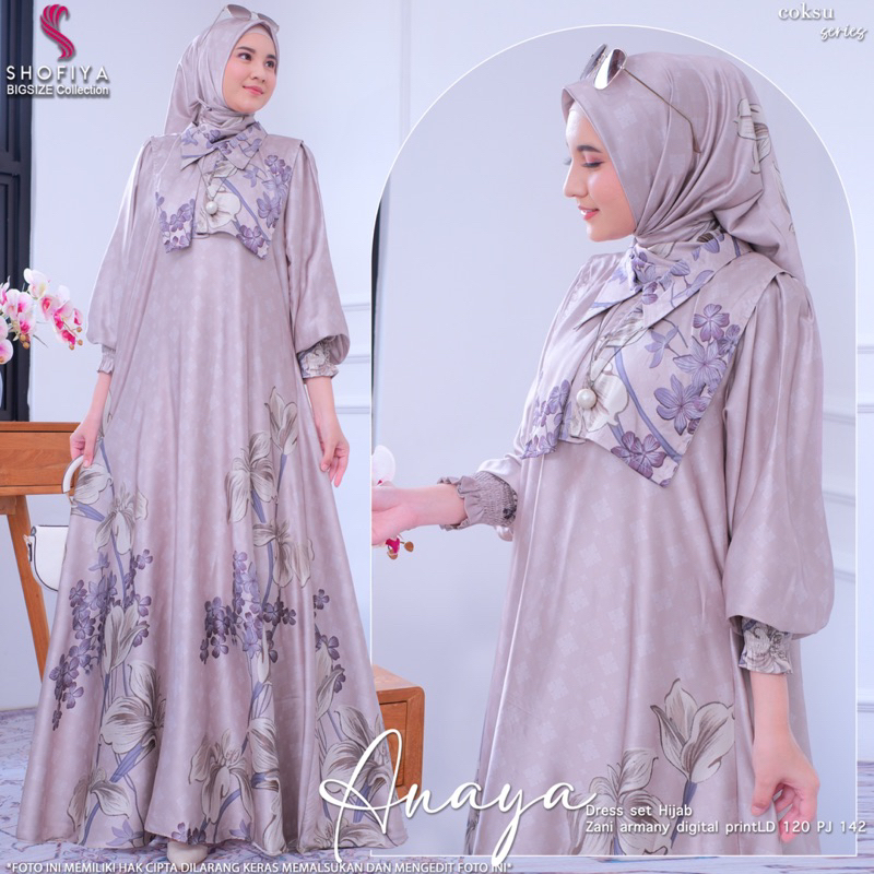 [NEW] GAMIS DRESS SET HIJAB ANAYA BY SHOFIYA // FASHION MUSLIM KEKINIAN // KIENKA DRESS BY NADHIFA