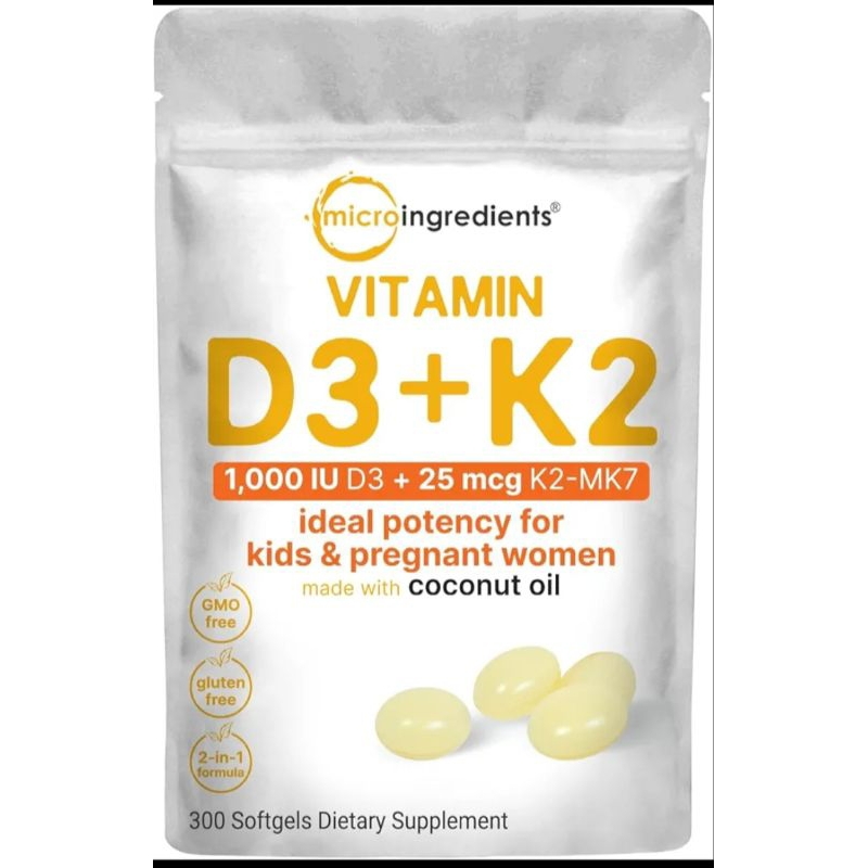 Vitamin Microingredients D3+K2 1000iu dan Mk7 25Mcg original USA