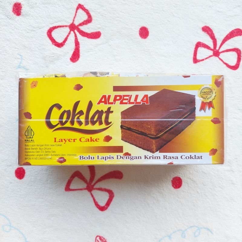 

Alpella Bolu Lapis Rasa Cokelat Isi 24 Bungkus (@8 gram)