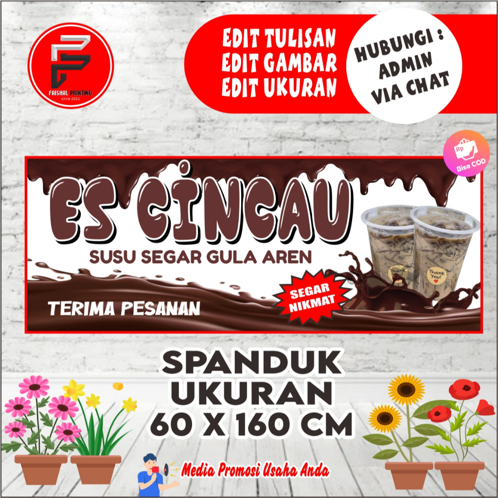 Spanduk Banner Es Cincau / Spanduk ES Cappucino Cincau Ukuran 160 x 60 cm