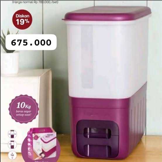 TUPPERWARE RAMADHAN BIG SALE -  Rice Smart 10Kg UNGU Wadah Beras Pintar 10kg - with Box PROMO AMBRAY