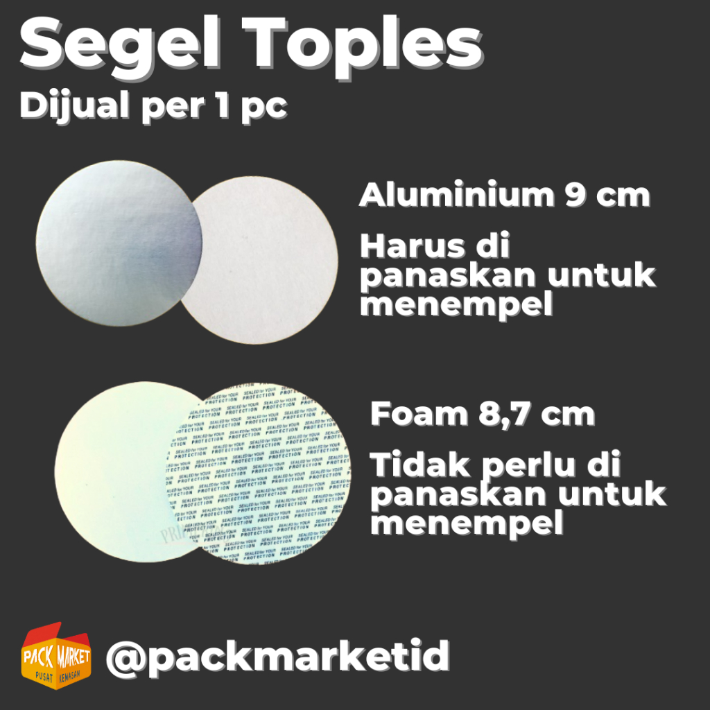 Segel Toples Aluminium dan Foam, Tutup Toples Tabung