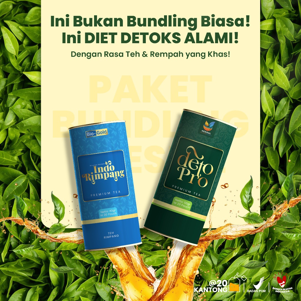 PAKET Teh Diet Indo Rimpang X Deto Pro – Ramuan Herbal untuk Pencernaan Sehat & Detox
