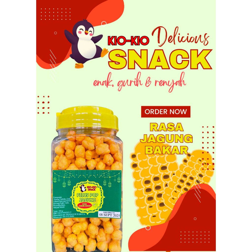 

KIO KIO Snack Pilus Pop Jagung Per Toples 200gram - Rasa Jagung Bakar - Snack Lebaran _ twokeysstore