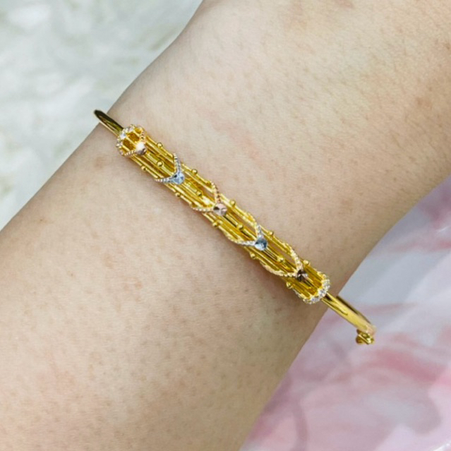 gelang bangle bambu ulir warna variasi emas asli kadar 700