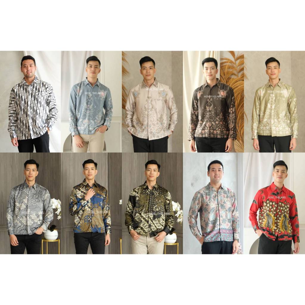 Kemeja Men Long Batik - Bahan Silk Satin Pakaian pria