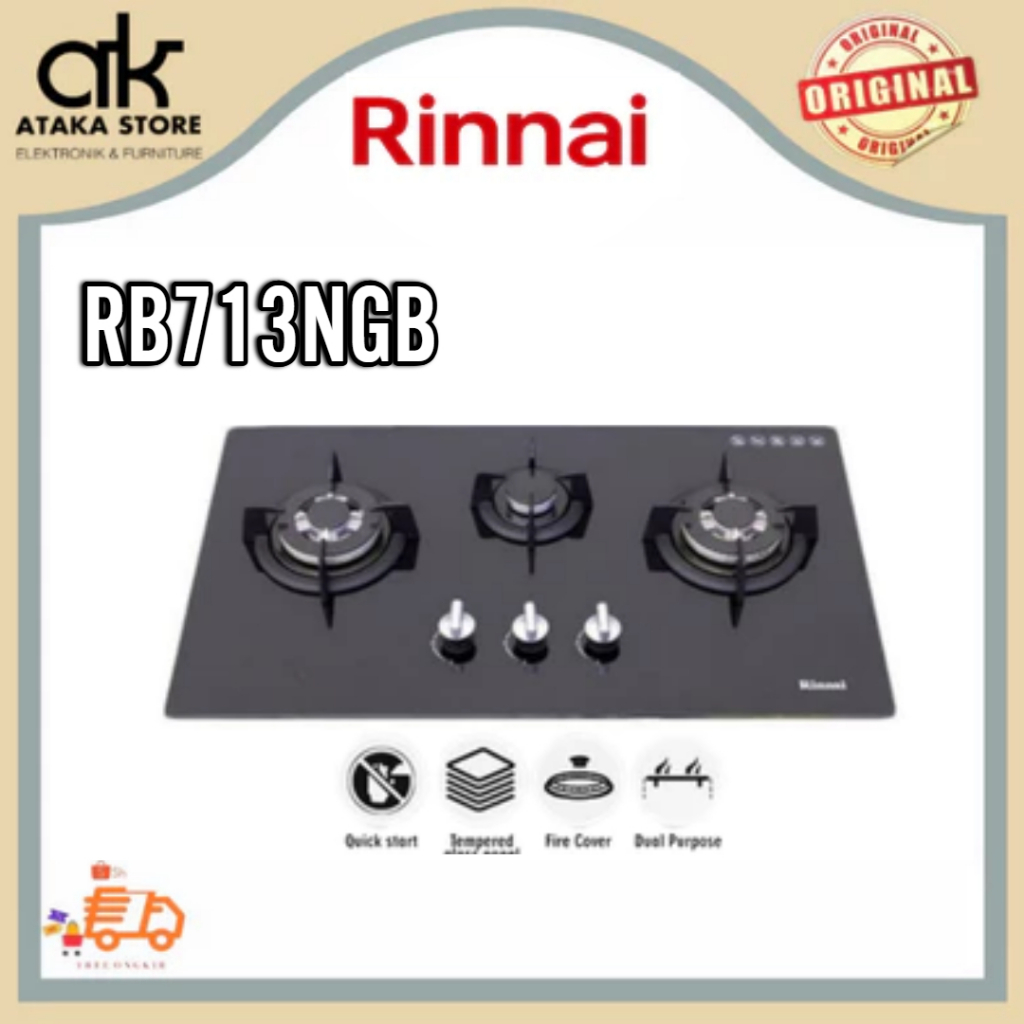 Kompor Tanam Rinnai 3 Tungku Rinnai RB713NGB Kompor Dua Tungku Tanam