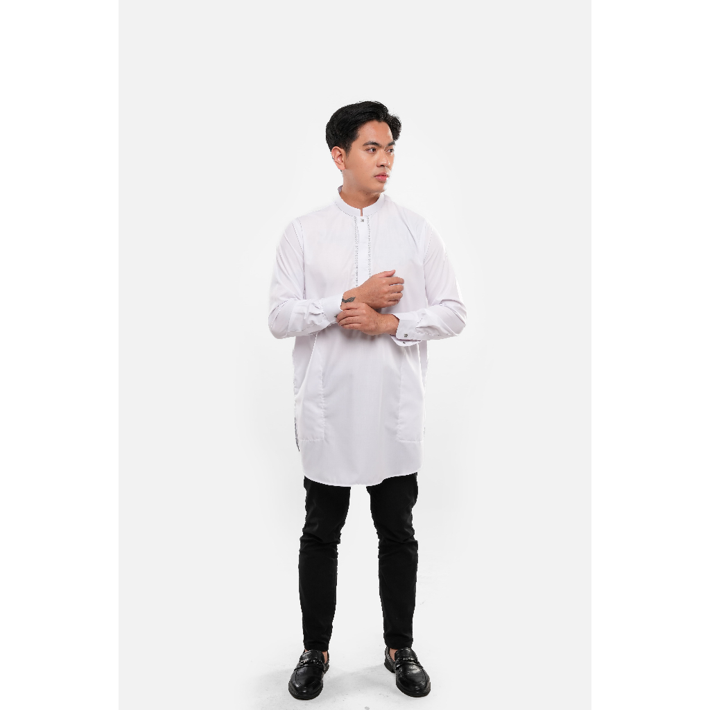 Foxton Kurta Koko Lengan Panjang - White Syamil