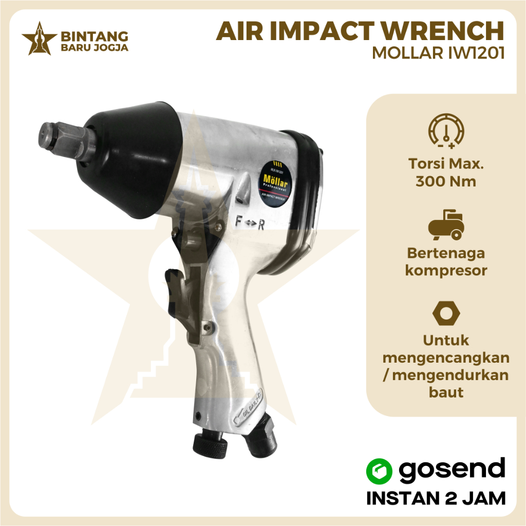 Air Impact Wrench Mollar Dengan Filter Udara