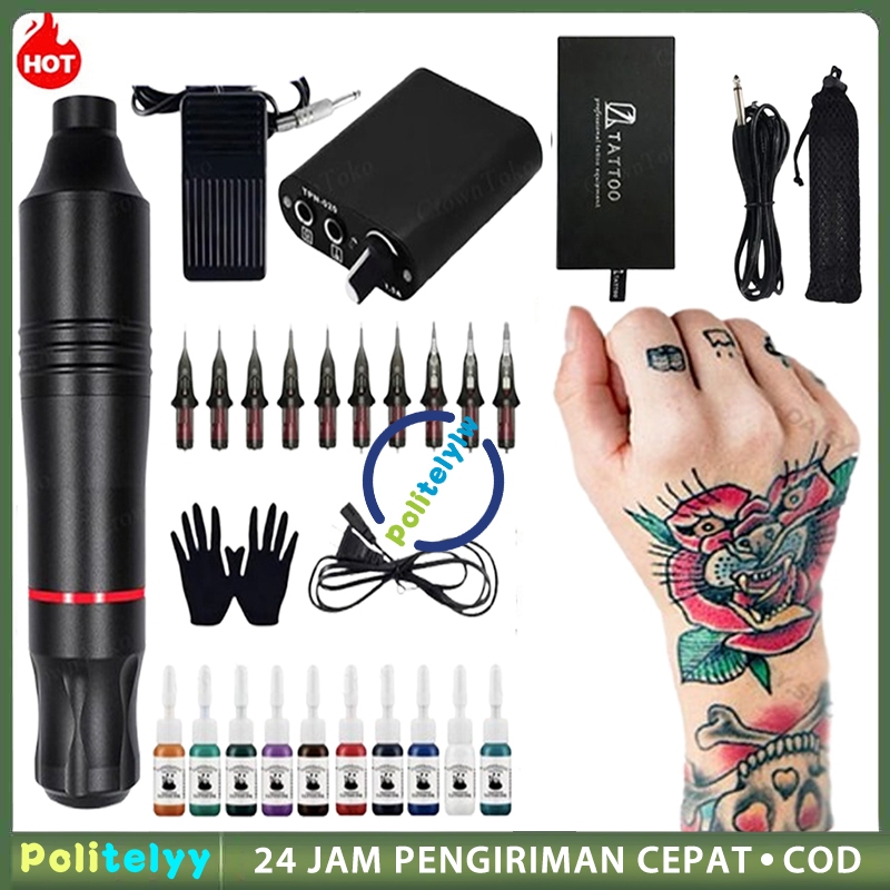 Mesin Tato Full Set Original 10 Warna Mesin Tato Pen Alat Tato