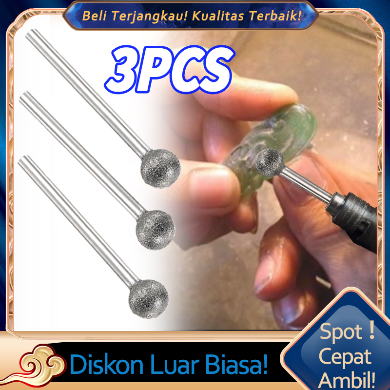 3pcs 8mm Mata Bor Ball Kasar Coarse Grit Mesh Grafir Tuner Ukir Pahat Cuner Batu Granit Keramik Perh
