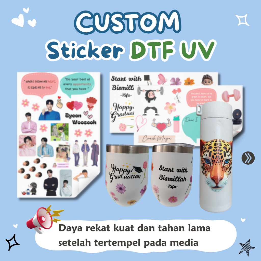 Print Stiker DTF UV/Stiker Transparan UV/Stiker Timbul