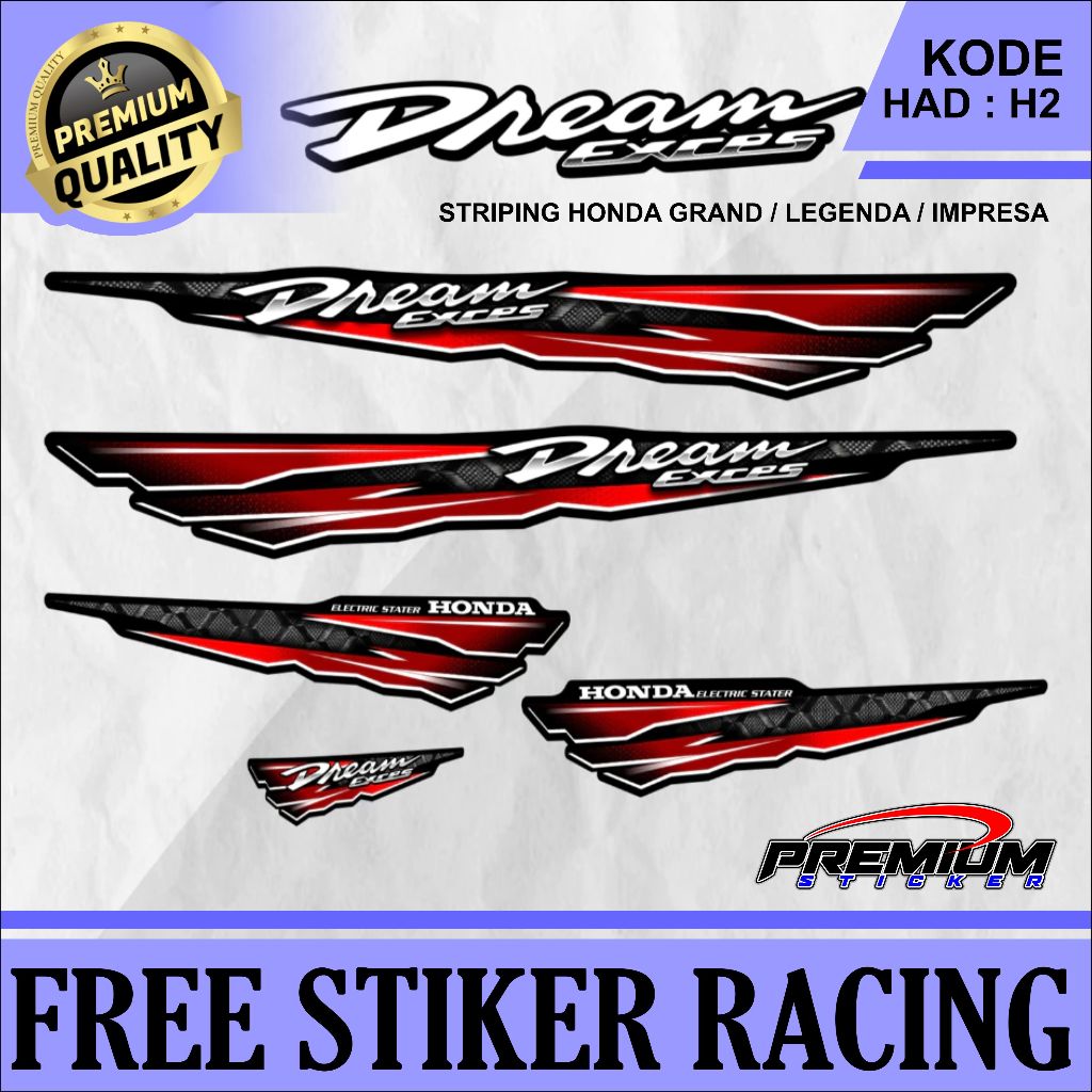 STIKER STRIPING HONDA GRAND DREAM EXCES VARIASI LIS BODY-STIKER GRAND BULUS VARIASI DREAM EX