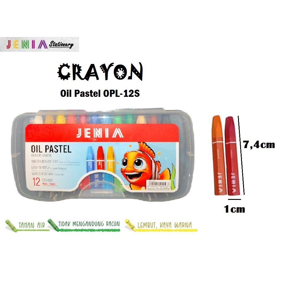 

Crayon Jenia 12 Warna/Oil Pastel Jenia OPL-12S