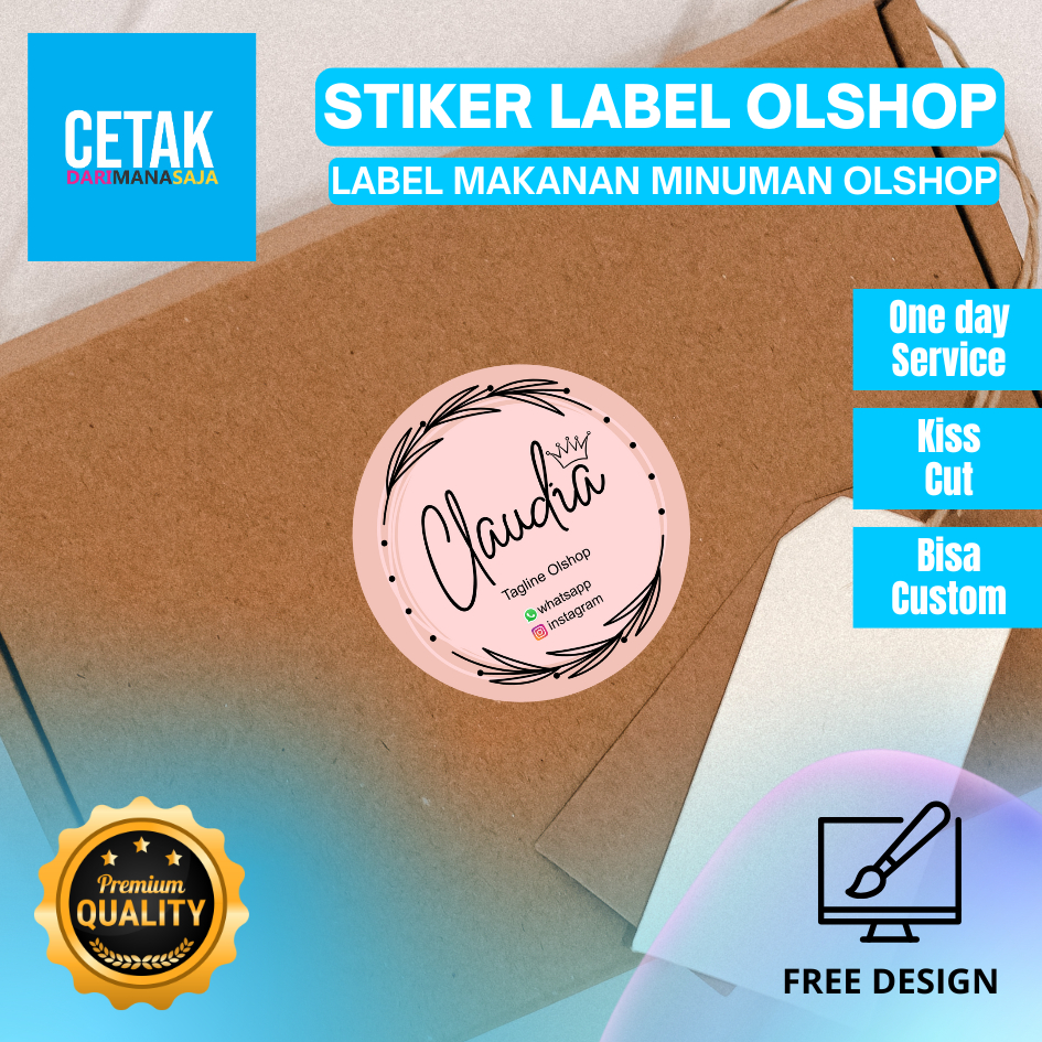

5-7 Cetak Stiker Custom Transparan Vinyl Anti Air Sticker Olshop Jualan Makanan Free Design
