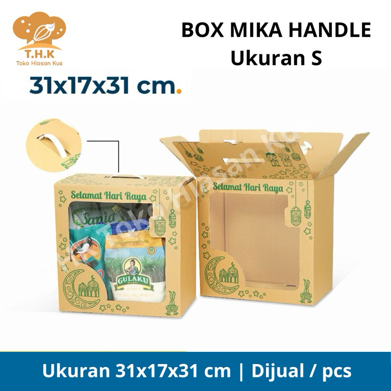 

(1pcs) Box Mika Handle S ukuran 31x17x31 cm Lebaran Hampers Idul Fitri