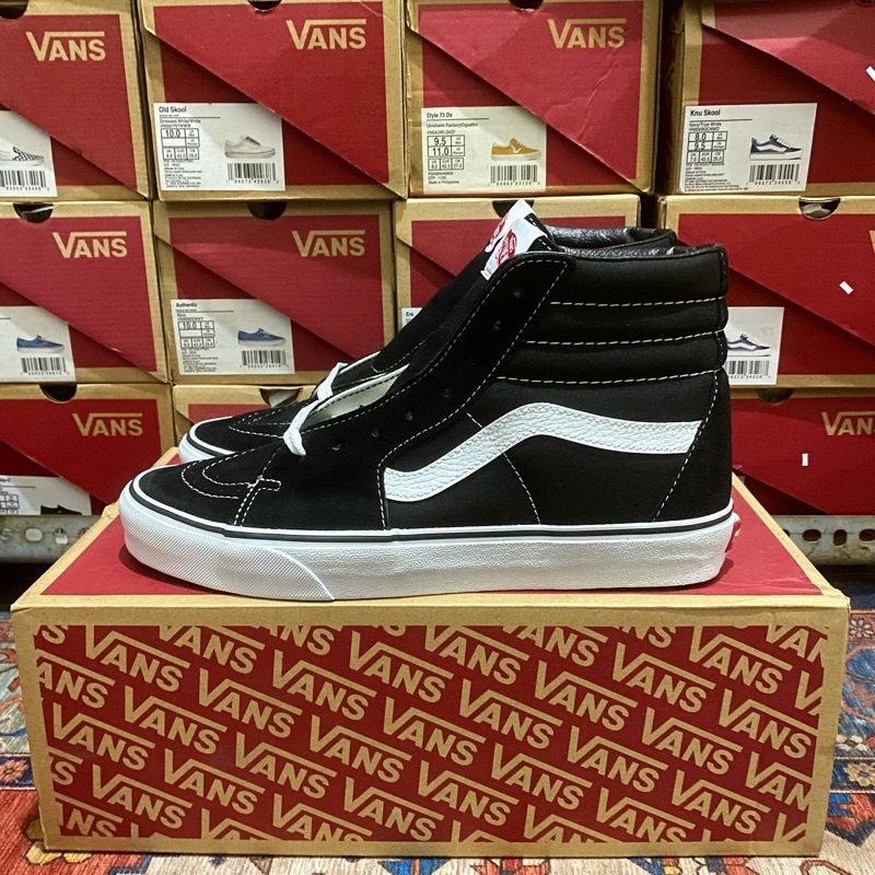 VANS SK8HI BLACK WHITE BNIB RESMI NAVYA