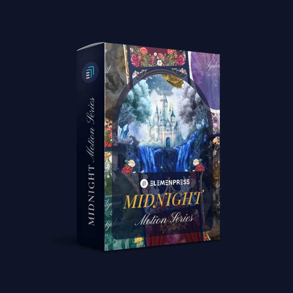 Template JSON Midnight Motion Series Elemenpress Undangan Website Animasi Tema Floral 3D Invitation 