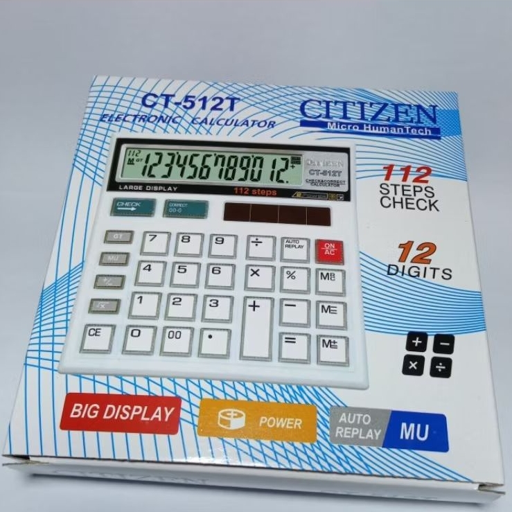 

KALKULATOR 12 DIGIT CITIZEN CT 512T PUTIH BESAR/KALKULATOR CEK AND CORRECT