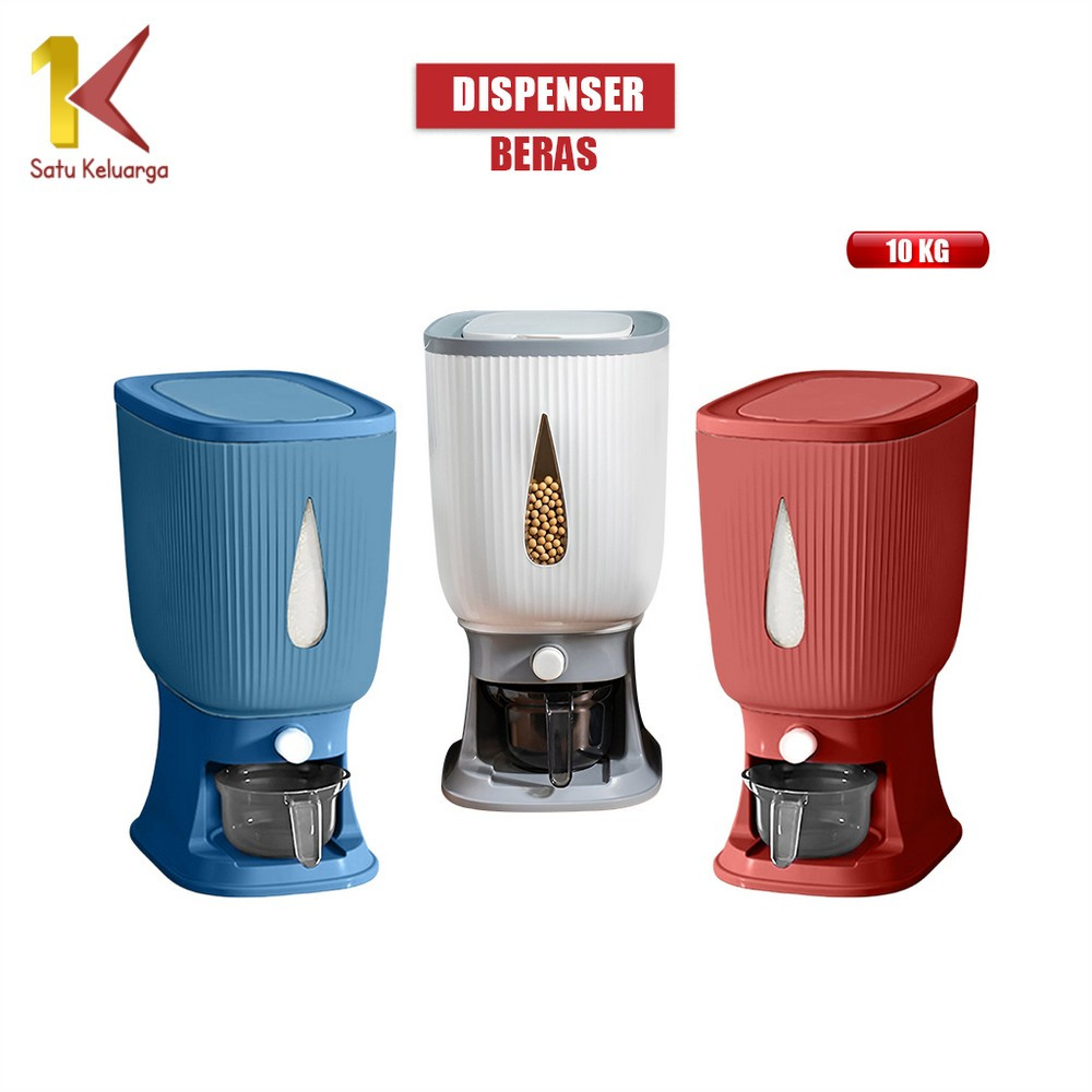 Satu Keluarga Dispenser Beras 10 KG C360 Rice Dispenser Tempat Wadah Penyimpanan Beras Otomatis Deng