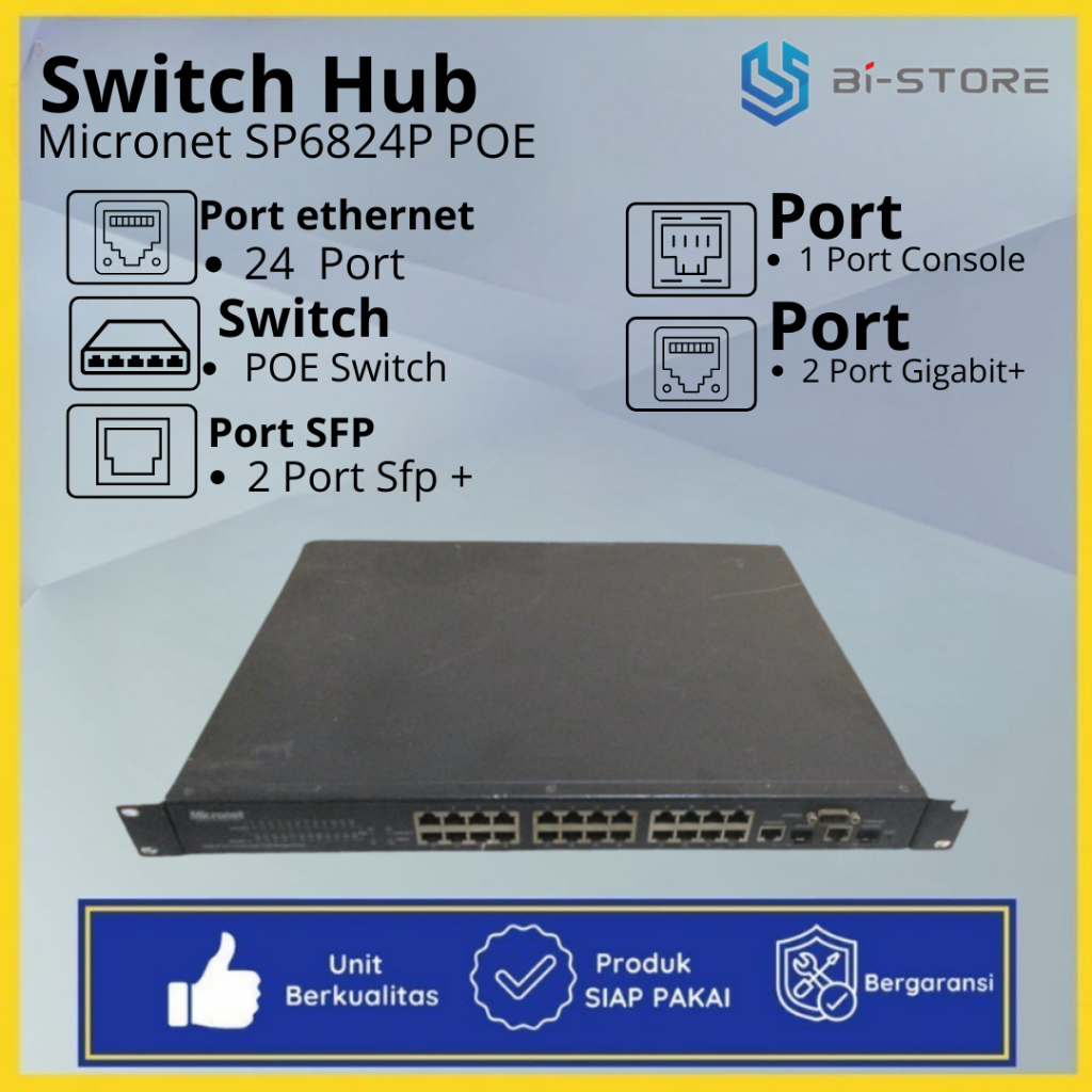 Switch Hub POE 24 Port Manageable Micronet SP6824P Dengan 2 Port Gb