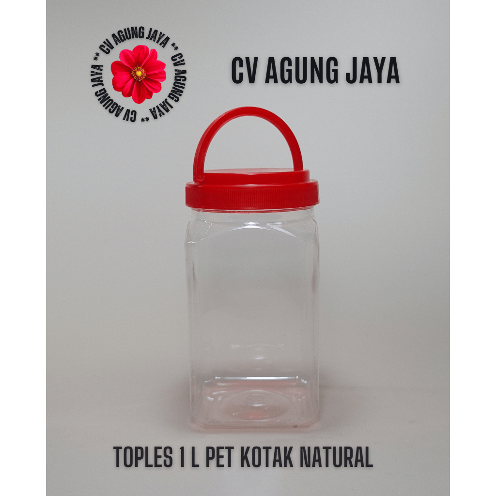 Toples Plastik 1 Liter Kotak Natural Tutup Plastik / Toples / Toples Plastik / Toples Kue / Toples L