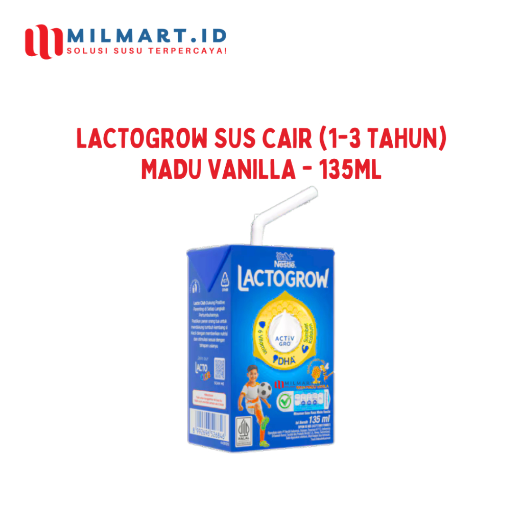 

LACTOGROW SUSU UHT RASA MADU VANILLA 135ML SUSU CAIR ANAK