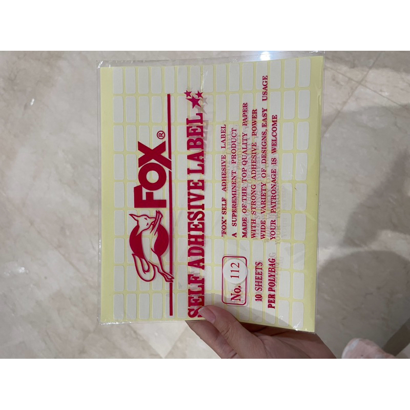 

NEW BUKAN PRELOVED Fox self adhesive label kertas sticker polos kosong putih 112