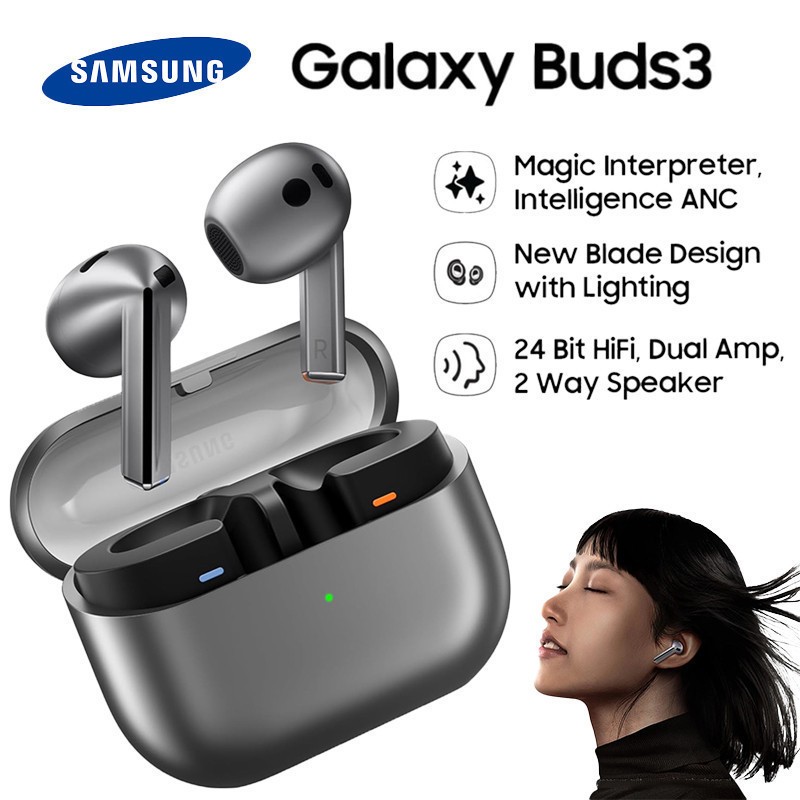 GALAXY BUDS3 (ORIGINAL) SAMSUNG - Silver, Bluetooth Earbuds, Adaptive Noise Control, Hi-Fi Sound, 36
